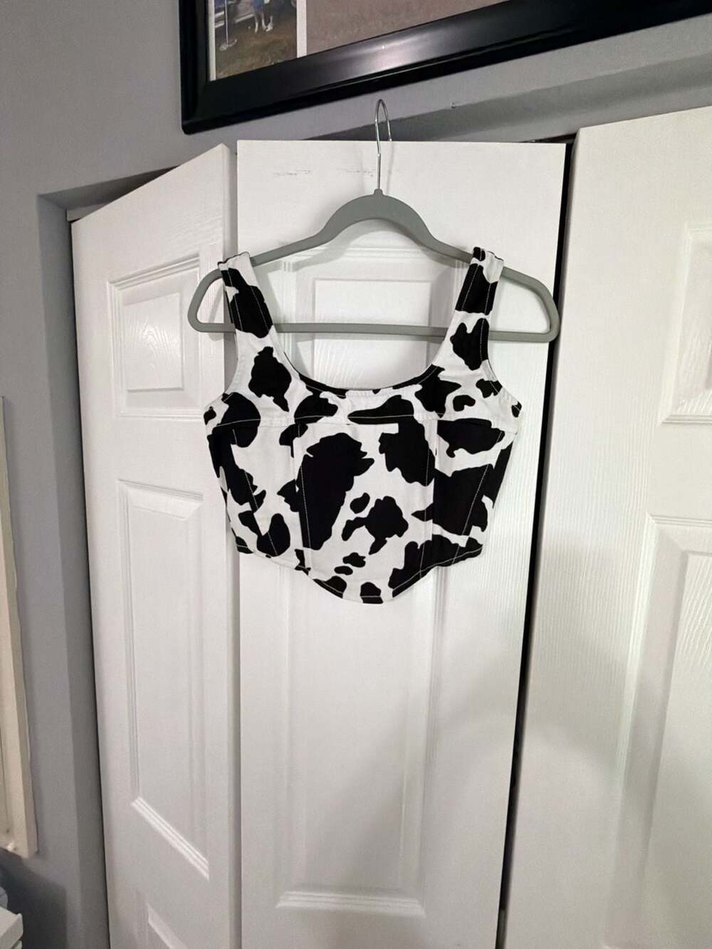 Lone Star Cow Print Corset Crop Top
